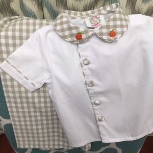 Toddler Boys Pumpkin shirt and pant set.